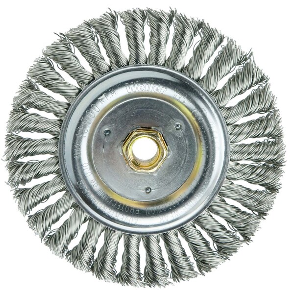 Weiler DUALLY 6" Cleaning Brush, .023" Stainless Fill, 5/8"-11UNC Double-Hex - 79814