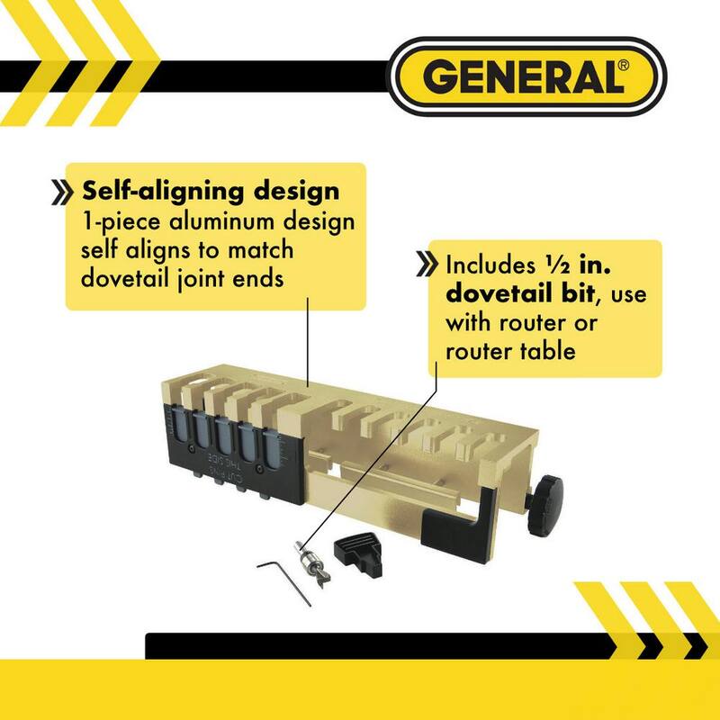 Plantilla de cola de milano portátil de aluminio General Tools, 12 pulgadas, carpintería, fabricación de muebles y gabinetes con fresa - 861