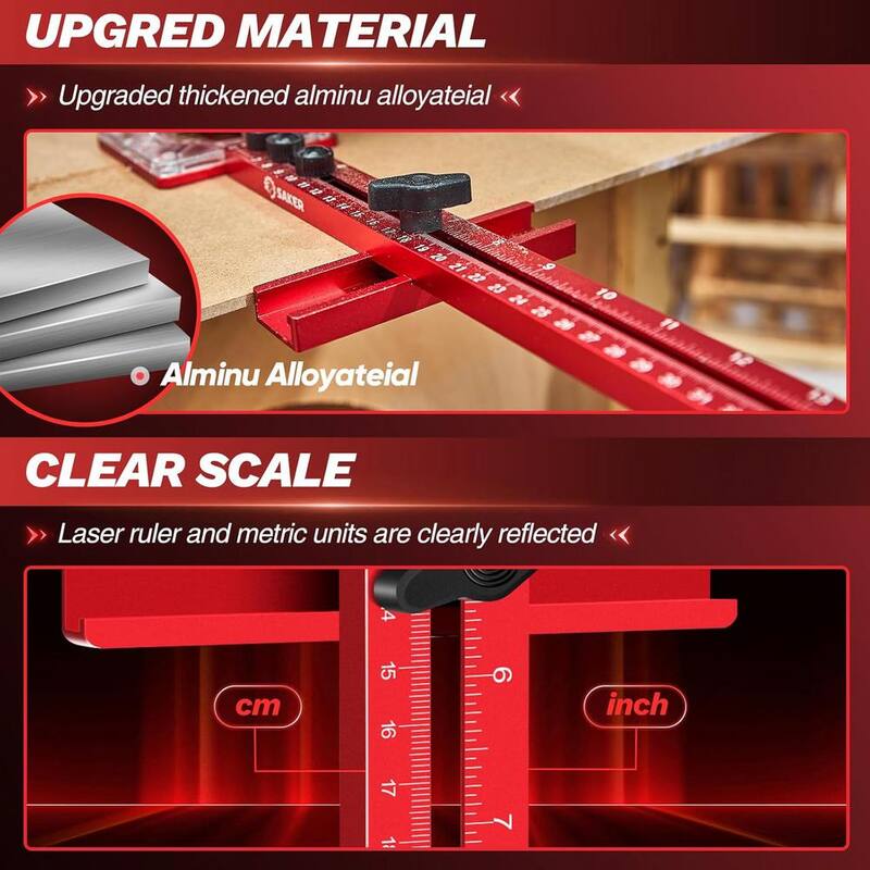 Saker 4 in. 1-Router Milling Groove Bracket, Guiador de Herrajes para gabinetes con Punzón Central Automático - GJ65016-X50009