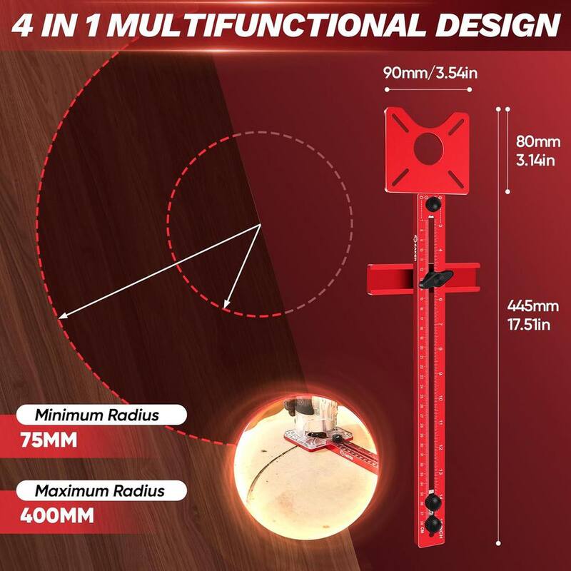 Saker 4 in. 1-Router Milling Groove Bracket, Guiador de Herrajes para gabinetes con Punzón Central Automático - GJ65016-X50009