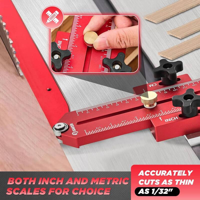 Saker Thin Rip Jig Guía de Sierra de Mesa, Haciendo Cortes Repetitivos de Tiras Angostas, Ajuste para Ranuras de ¾ de pulgada x 3/8 de pulgada - GJ71210-E001