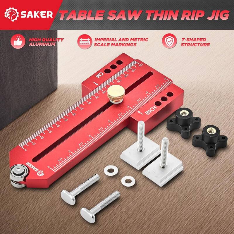 Saker Thin Rip Jig Guía de Sierra de Mesa, Haciendo Cortes Repetitivos de Tiras Angostas, Ajuste para Ranuras de ¾ de pulgada x 3/8 de pulgada - GJ71210-E001