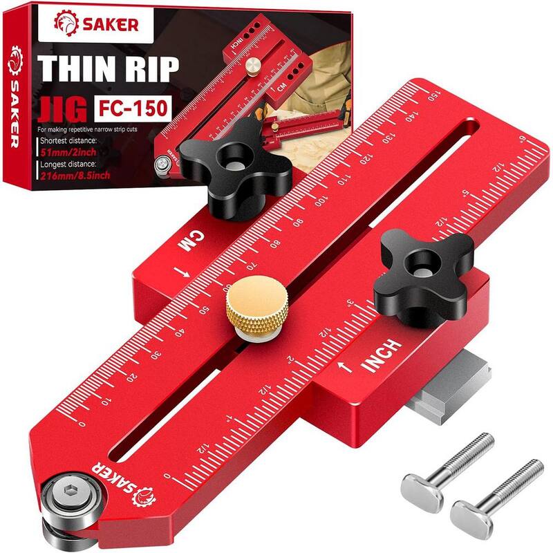 Saker Thin Rip Jig Guía de Sierra de Mesa, Haciendo Cortes Repetitivos de Tiras Angostas, Ajuste para Ranuras de ¾ de pulgada x 3/8 de pulgada - GJ71210-E001