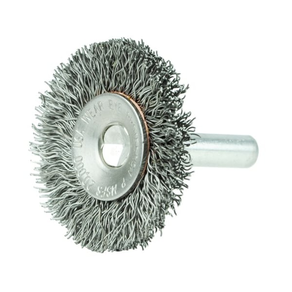 Weiler 1-1/2" Wire Wheel, .0118" Steel Fill, 1/4" Stem - 17903