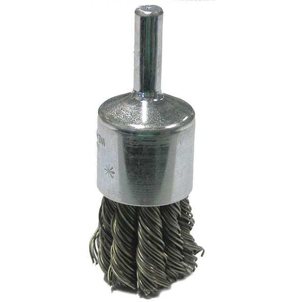 Weiler Wolverine 3/4" Knot Wire End Brush .014" Steel Fill 1/4" Stem - 36286