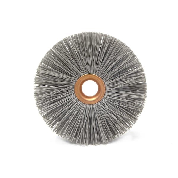Brush Research Manufacturing CY3500AOF Abrasive Nylon Copper Center Wheel, 3" Dia., 500AO, .625" Arbor Hole, 1.000" Trim - CY3500AOF