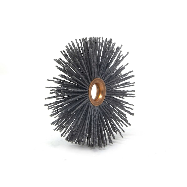 Brush Research Manufacturing CY380SC Abrasive Nylon Copper Center Wheel, 3" Dia., 80SC, .500" Arbor Hole, 1.000" Trim - CY380SC