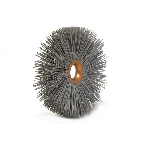 Brush Research Manufacturing CY3500AO Abrasive Nylon Copper Center Wheel, 3" Dia., 500AO, .500" Arbor Hole, 1.000" Trim - CY3500AO