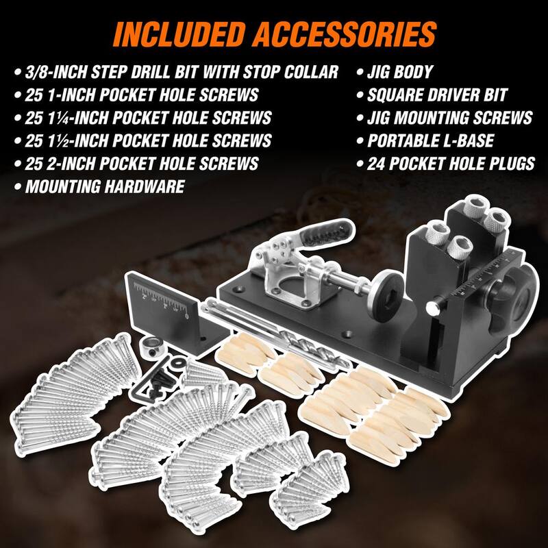Kit de plantilla de agujero de bolsillo de metal WEN con base en forma de L, broca escalonada y tornillos autorroscantes - WA1527