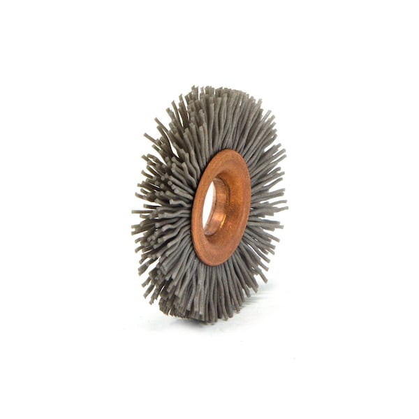 Brush Research Manufacturing CY112320AO Abrasive Nylon Copper Center Wheel, 1.5" Dia., 320AO, .375" Arbor Hole, .375" Trim - CY112320AO