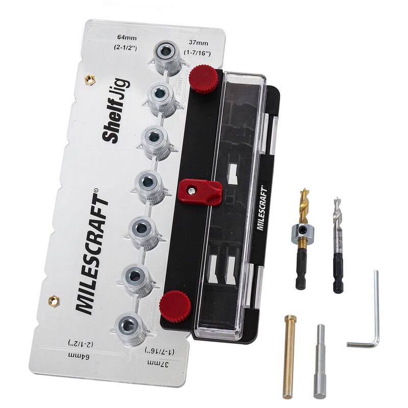 Herramienta de perforación para pasadores de repisa de 1/4 de pulgada y 5 mm con estandar de separación de 32 mm - 1343 de Milescraft
