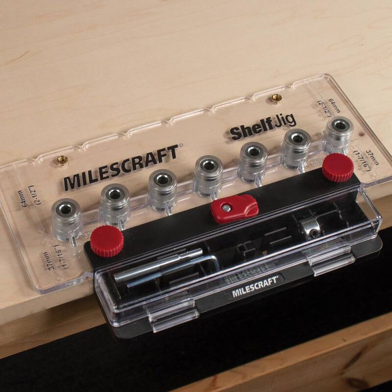 Herramienta de perforación para pasadores de repisa de 1/4 de pulgada y 5 mm con estandar de separación de 32 mm - 1343 de Milescraft