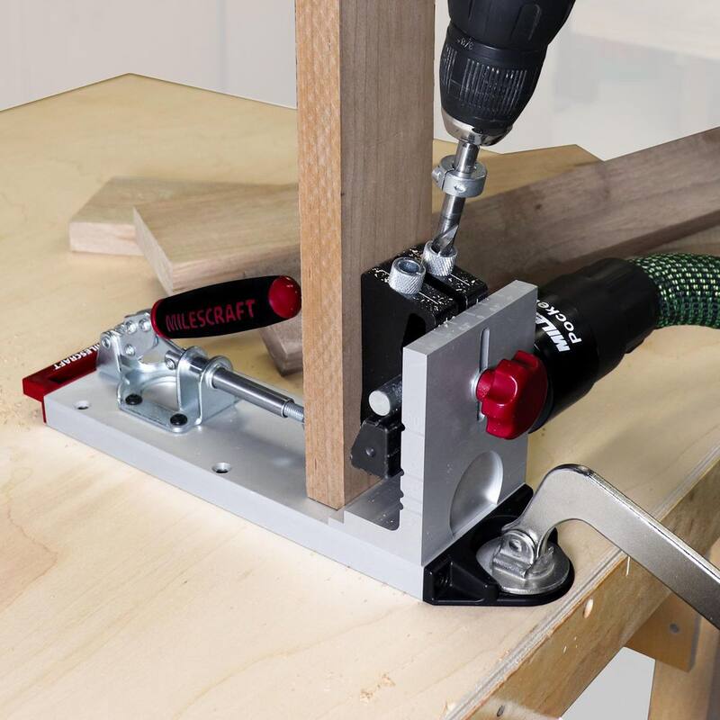 Milescraft Pocket Jig 400 - Plantilla de orificio de bolsillo automática, resistente y de metal para trabajar en madera. Kit completo con broca, destornillador y tornillos - 1327