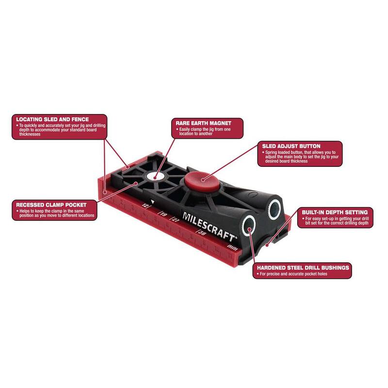 Kit completo de plantilla de agujero de bolsillo Milescraft PocketJig200 - Doble barril - 1325
