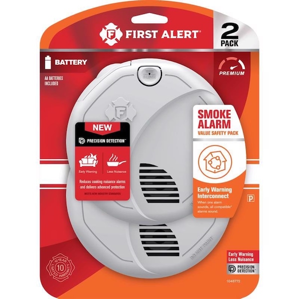First Alert First Alert Wireless Interconnect Battery-Powered Photoelectric Smoke Detector 2 pk - 1046772