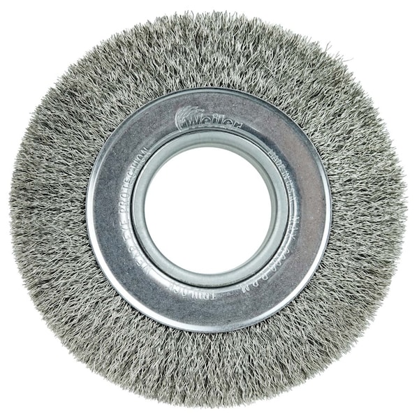 Weiler 6" Medium Face Crimped , .0118" Stainless Steel Fill, 2" Arbor Hole - 6450