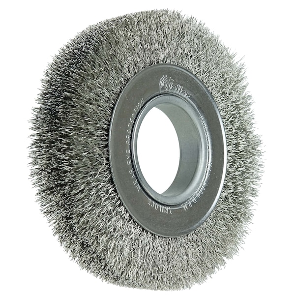 Weiler 6" Medium Face Crimped , .0118" Stainless Steel Fill, 2" Arbor Hole - 6450