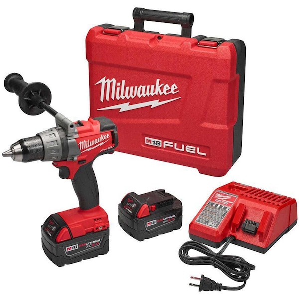 Milwaukee Tool M18 FUEL 1/2 Drill/Driver Kit w/ 2 XC Batteries, 2703-22 - 2903-22