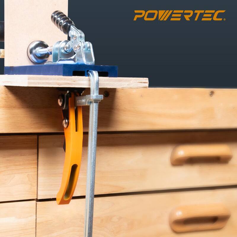 Conjunto de plantilla de bolsillo de aluminio POWERTEC con abrazadera de mesa de trinquete de liberación rápida de 7 pulgadas - 72104N