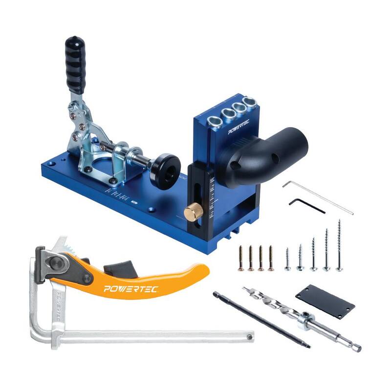 Conjunto de plantilla de bolsillo de aluminio POWERTEC con abrazadera de mesa de trinquete de liberación rápida de 7 pulgadas - 72104N