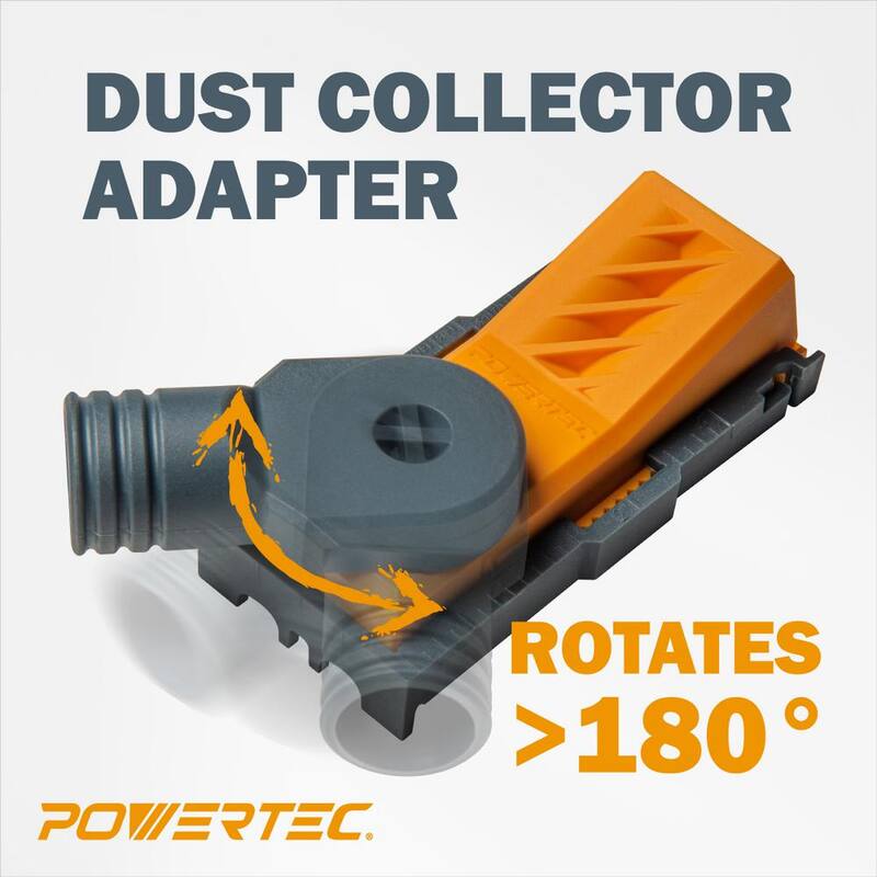 Set de plantilla de agujero de bolsillo gemelo POWERTEC con kit de manguera de recolección de polvo de 10 pies para herramientas eléctricas de carpintería para el hogar y aspiradoras húmedas/secas de taller - 71873N