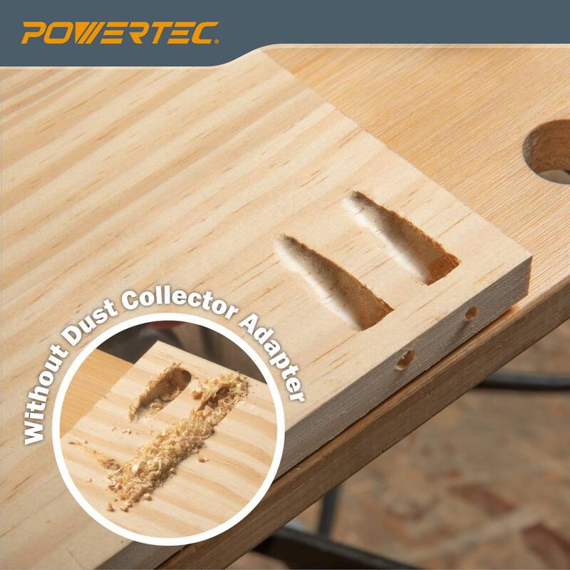Set de plantilla de agujero de bolsillo gemelo POWERTEC con kit de manguera de recolección de polvo de 10 pies para herramientas eléctricas de carpintería para el hogar y aspiradoras húmedas/secas de taller - 71873N
