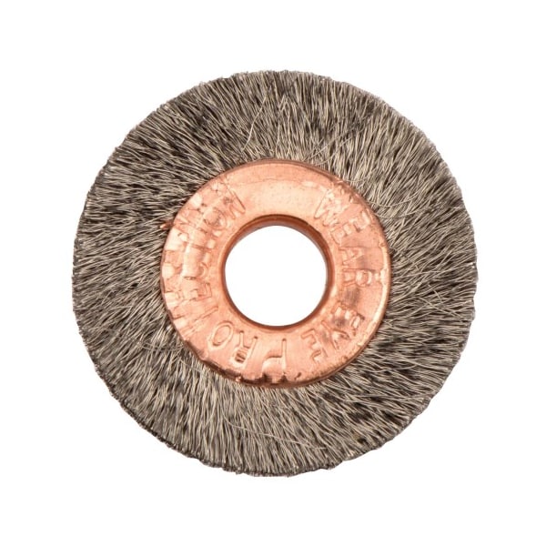 Weiler 1" Dia Crimped Wire Wheel, .005" Fill, 1/4" Arbor Hole - 16471