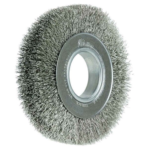 Weiler 6" Wide Face Crimped , .014" Stainless Steel Fill, 2" Arbor Hole - 3520