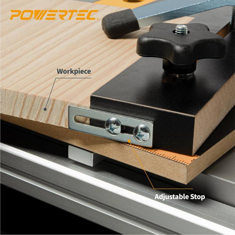 POWERTEC Plantilla de Línea Cónica/Recta para Sierra de Mesa con Ranura de Inglete de 3/4 pulgadas de Ancho por 3/8 pulgadas de Profundidad - 71395