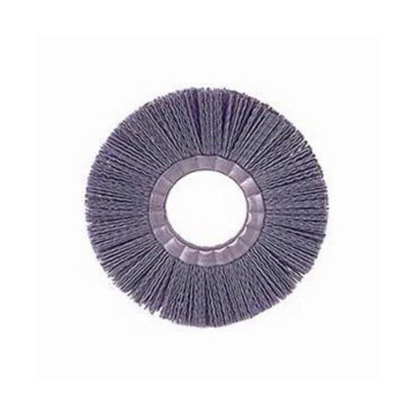 Nylox Wheel Brush, 6 in Brush Dia, 5/8 in Face W, 2 in Arbor Hole, Crimped/Round Filament/Wire Type, 0.035 - 20610