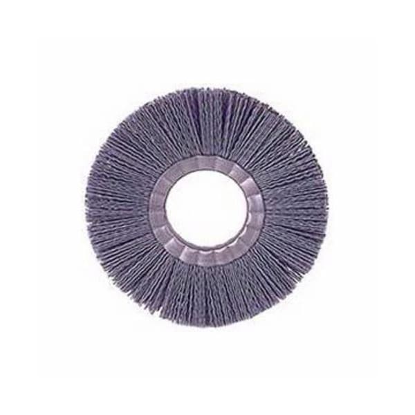 Nylox Wheel Brush, 6 in Brush Dia, 5/8 in Face W, 2 in Arbor Hole, Crimped/Round Filament/Wire Type, 0.035 - 20610