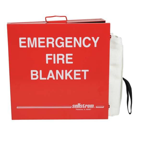 Sellstrom Fire Blanket and Cabinet, Fiberglass - S97457