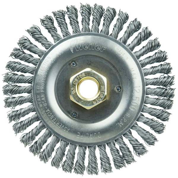Weiler Roughneck Jr. 5" Brush, .020" Steel Wire Fill, 5/8"-11 UNC - 8756