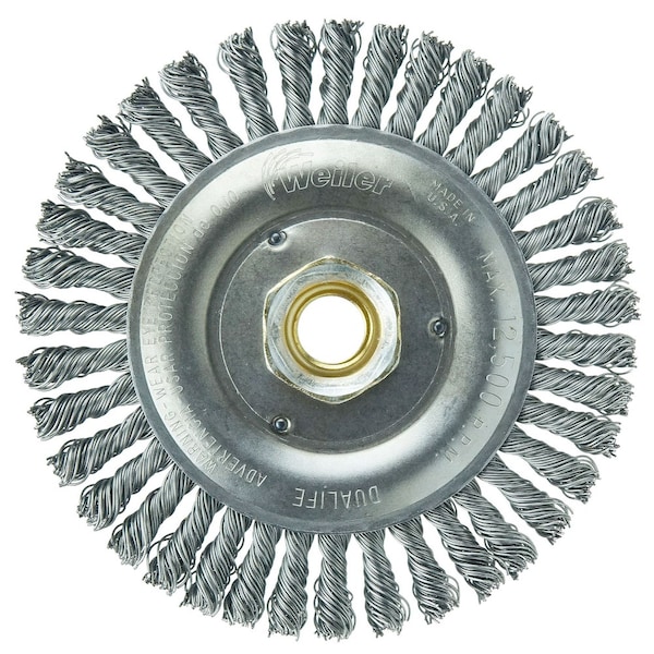 Weiler Roughneck Jr. 5" Brush, .020" Steel Wire Fill, 5/8"-11 UNC - 8756