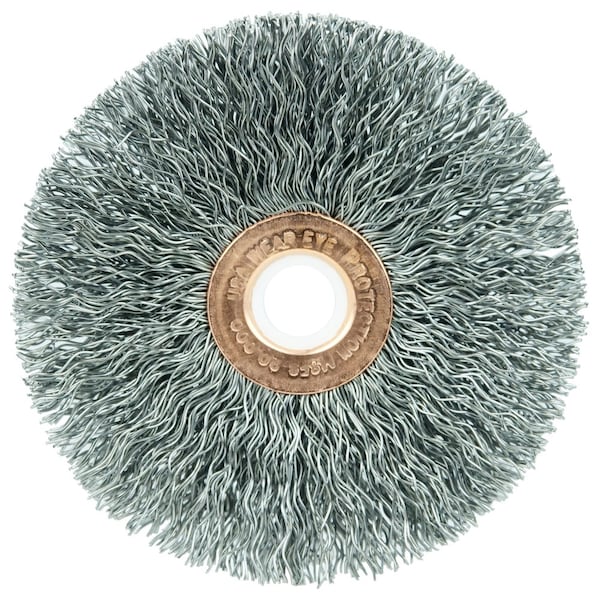 Weiler 3" Dia Crimped Wire Wheel, .014" Steel Fill, 1/2"-3/8" Arbor Hole - 15573