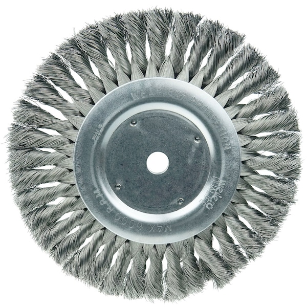 Weiler 8" Standard Twist Knot Wire Wheel, .014" Steel Fill, 5/8" Arbor Hole - 8135