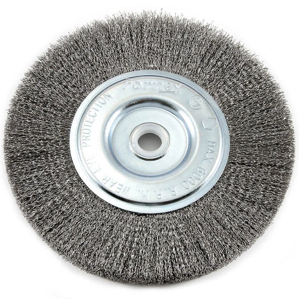 Forney Wire Wheel, Crimped, 6 in x .008 in x 1/2 in - 5/8 in Arbor - 72747