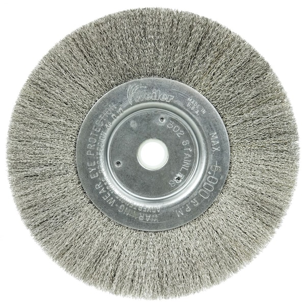 Weiler 6" Narrow Face Crimped Wire Wheel, .006" Fill, 5/8"-1/2" Arbor Hole - 1675