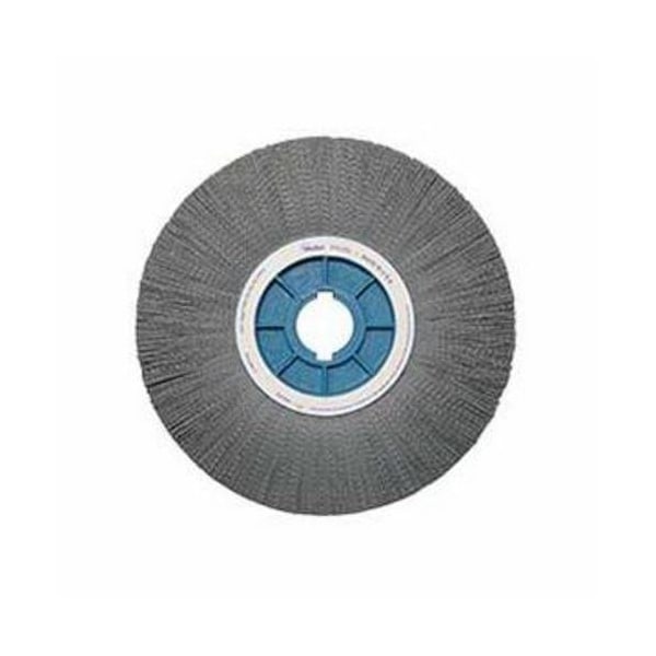 Nylox Wheel Brush, Composite, 20 in Brush Dia, 1-1/4 in Face W, 12 in Arbor Hole, Crimped/Round Filament/W - 85440