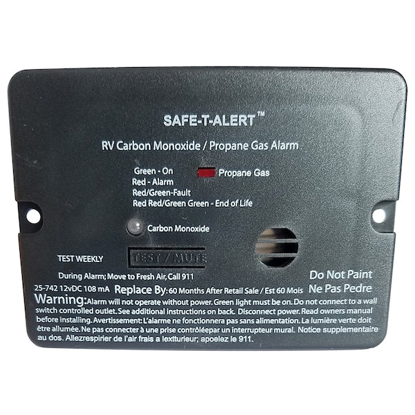 Safe-T-Alert Combo Carbon Monoxide Propane Alarm - Fluah Mount - Min - 25-742-BL