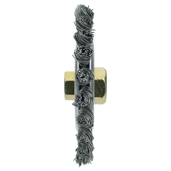 Weiler Dually 5" Cleaning Brush, .023" Steel Wire Fill, 5/8"-11 UNC Double-Hex - 79803