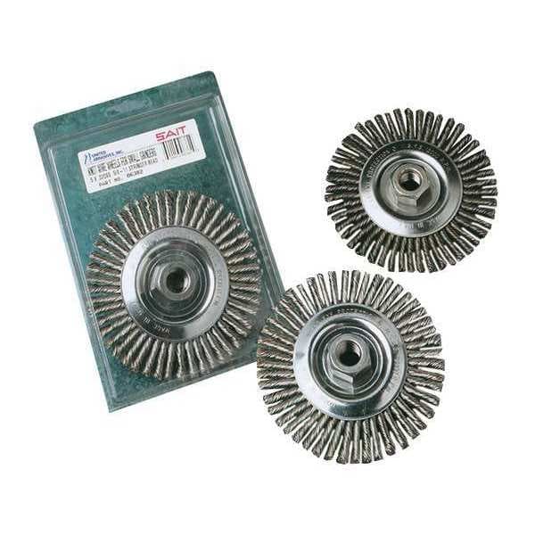 United Abrasives/Sait SAIT 06389 Pipeline/Stringer Bead Brushes (Stainless Steel), 6" Dia x .020" Wire Size x 5/8-11" Arbor, 1-Pack - 06389