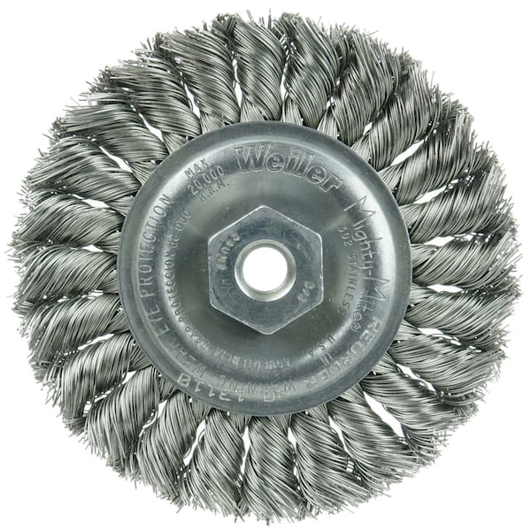 Weiler Standard Twist Knot Wire Wheel 4", .014" Fill, 3/8"-24 UNF Nut - 13110