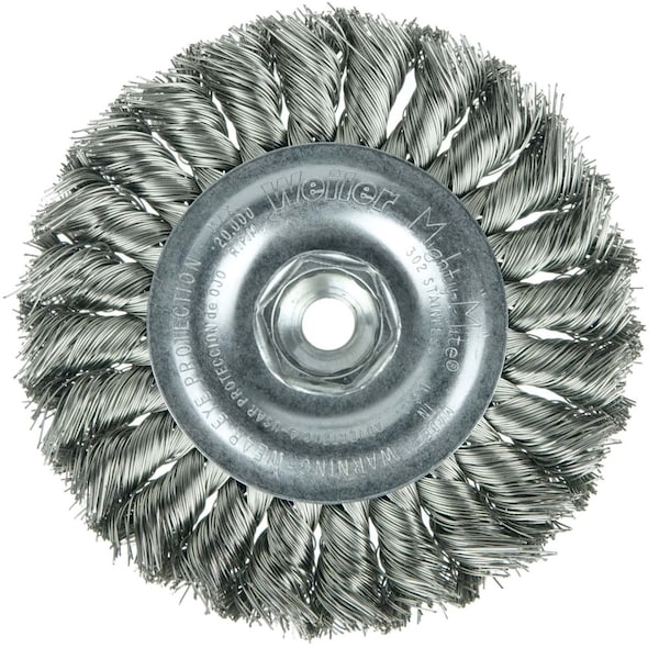 Weiler Standard Twist Knot Wire Wheel 4", .014" Fill, 3/8"-24 UNF Nut - 13110
