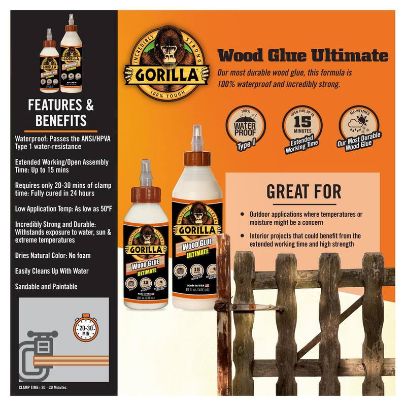 Gorilla Pegamento de Madera Ultimate de 18 oz. - 104406
