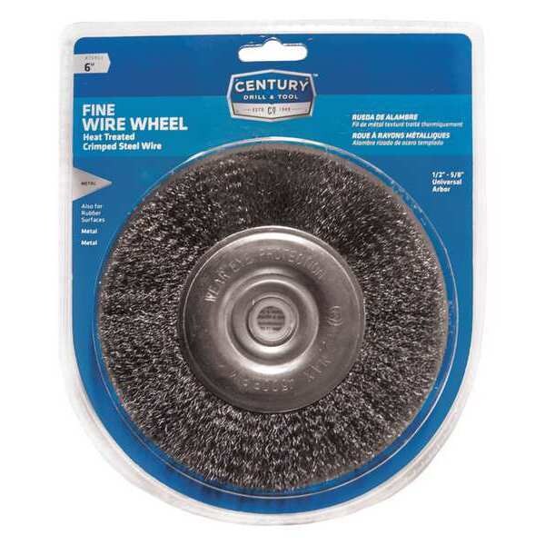 Century Drill & Tool Bench Grinder Crimped Wire Wheel, 5" Fine - 76863