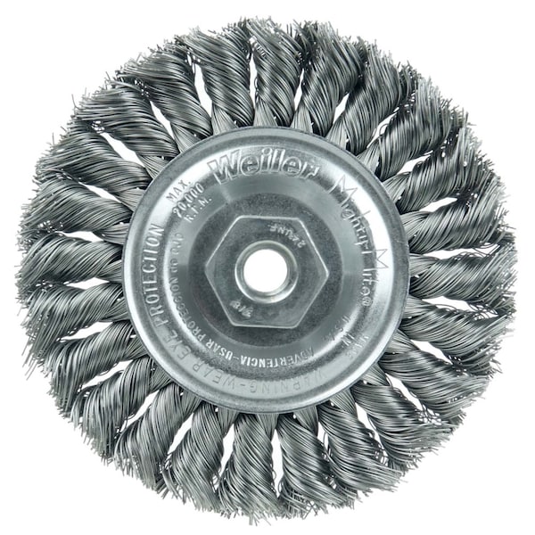 Weiler Standard Twist Knot Wire Wheel 4", .014" Steel Fill, 3/8"-24 UNF Nut - 13103