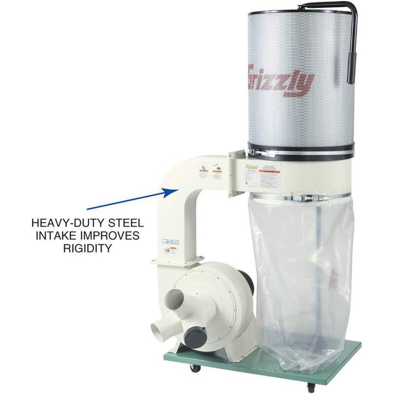 Colector de polvo estilo cartucho de 2 HP de Grizzly Industrial con impulsor de aluminio - G0548ZP