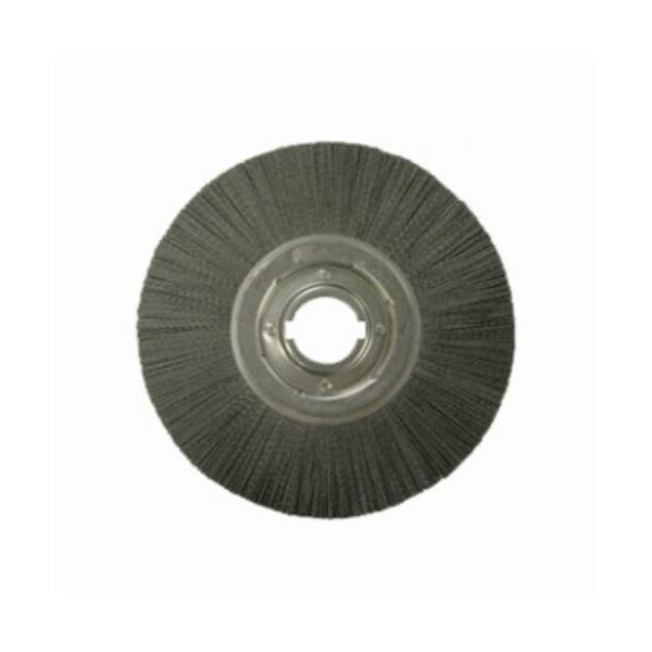 Nylox Wheel Brush, Composite, 8 in Brush Dia, 1 in Face W, 2 in Arbor Hole, Crimped/Round Filament/Wire Ty - 83140