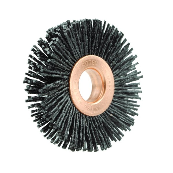 Weiler Burr-Rx 2" Dia Wheel Brush, .035/80CG Crimped Fill, 1/2" Arbor Hole - 17555